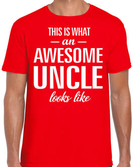 Bellatio Decorations Awesome Uncle / oom cadeau t-shirt rood heren