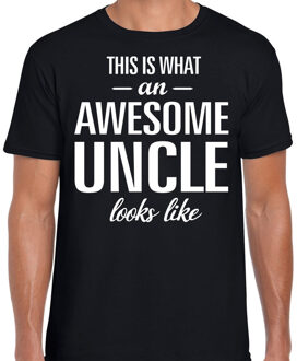 Bellatio Decorations Awesome Uncle / oom cadeau t-shirt zwart heren L