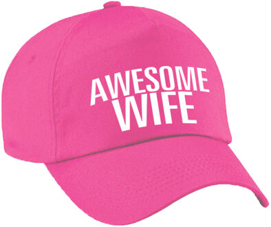 Bellatio Decorations Awesome wife pet / cap roze voor dames - baseball cap - cadeau petten / caps voor echtgenote / vriendin