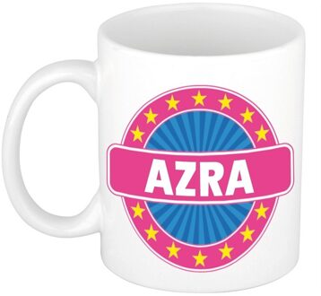 Bellatio Decorations Azra voornaam koffiemok - beker - wit/roze - 300 ml - Cadeau - Dames - Collega - Moederdag