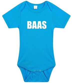 Bellatio Decorations Baas tekst baby rompertje blauw jongens - Kraamcadeau - Babykleding 56 (1-2 maanden)