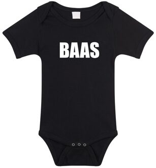 Bellatio Decorations Baas tekst baby rompertje zwart jongens en meisjes - Kraamcadeau - Babykleding 56 (1-2 maanden)