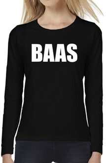 Bellatio Decorations BAAS tekst t-shirt long sleeve zwart voor dames 2XL