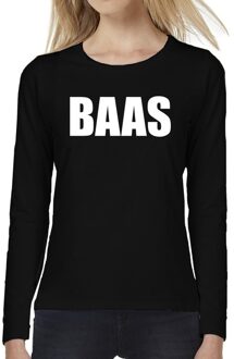 Bellatio Decorations BAAS tekst t-shirt long sleeve zwart voor dames