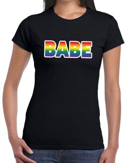 Bellatio Decorations Babe gay pride t-shirt zwart voor dames 2XL