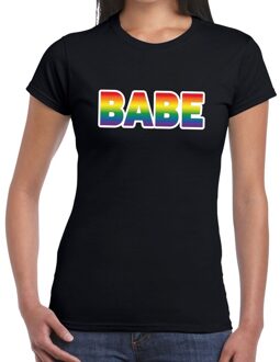 Bellatio Decorations Babe gay pride t-shirt zwart voor dames M