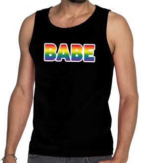 Bellatio Decorations Babe gay pride tanktop/mouwloos shirt zwart heren 2XL