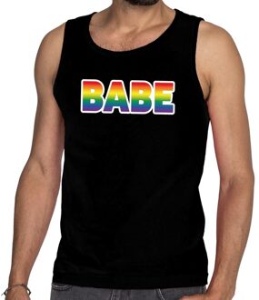 Bellatio Decorations Babe gay pride tanktop/mouwloos shirt zwart heren