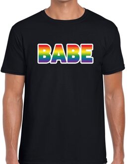 Bellatio Decorations Babe regenboog gay pride shirt zwart voor heren