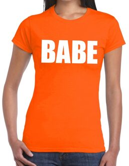 Bellatio Decorations Babe tekst t-shirt oranje dames