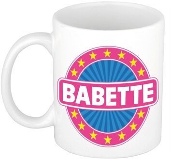 Bellatio Decorations Babette voornaam koffiemok - beker - wit/roze - 300 ml - Cadeau - Dames - Collega - Moederdag Multi