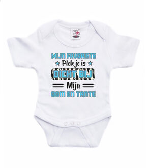 Bellatio Decorations baby rompertje - blauw - favoriete plekje - oom en tante - cadeau romper 56 (1-2 maanden)