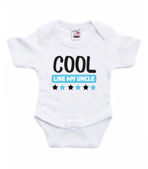 Bellatio Decorations baby rompertje - cool like my uncle - wit/blauw - cadeau romper - kraamcadeau 56 (1-2 maanden)