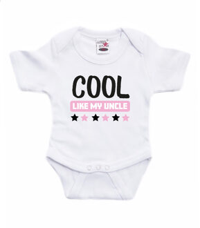 Bellatio Decorations baby rompertje - cool like my uncle - wit/roze - cadeau romper - kraamcadeau 56 (1-2 maanden)