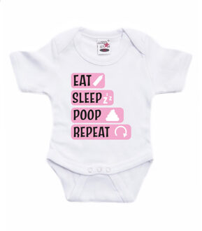 Bellatio Decorations Baby rompertje - eat sleep poop repeat - roze - kraam cadeau 56 (1-2 maanden)