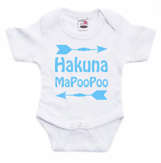 Bellatio Decorations Baby rompertje - hakuna mapoopoo - blauw - glitter - kraam cadeau - babyshower 56 (1-2 maanden)