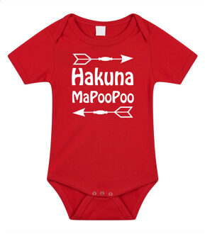 Bellatio Decorations Baby rompertje - hakuna mapoopoo - rood - kraam cadeau - babyshower 56 (1-2 maanden)