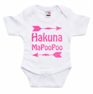 Bellatio Decorations Baby rompertje - hakuna mapoopoo - roze - glitter - kraam cadeau - babyshower 56 (1-2 maanden)