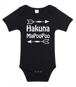Bellatio Decorations Baby rompertje - hakuna mapoopoo - zwart - kraam cadeau - babyshower 80 (9-12 maanden)