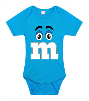 Bellatio Decorations Baby rompertje - letter M - blauw - kraam cadeau - babyshower - cadeau romper 56 (1-2 maanden)