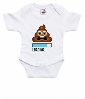 Bellatio Decorations baby rompertje - Loading Poop - wit/blauw - babyshower/kraamcadeau 56 (1-2 maanden)