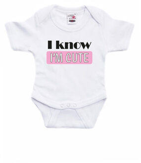 Bellatio Decorations Baby rompertje - meisje babyshower/kraamcadeau - wit/roze - Cute