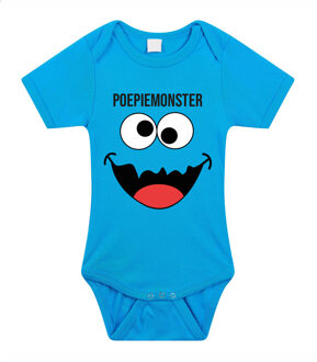 Bellatio Decorations Baby rompertje - poepiemonster - blauw - kraam cadeau - babyshower -kado romper 56 (1-2 maanden)