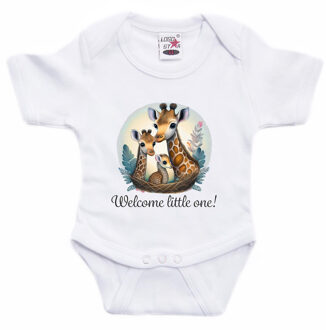 Bellatio Decorations Baby rompertje - welkom kleintje - baby giraf - wit - kraam cadeau - babyshower - cadeau romper 56 (1-2 maanden)