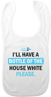 Bellatio Decorations Baby slabbetje - blauw - bottle of the house white - kraam cadeau - slab/morsdoek