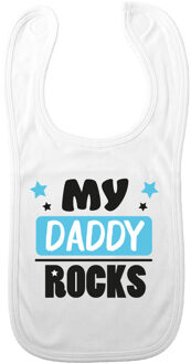 Bellatio Decorations Baby slabbetje - blauw - my daddy rocks - kraam cadeau - slab/morsdoek - Vaderdag