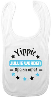 Bellatio Decorations Baby slabbetje - blauw - opa en oma - kraam cadeau - slab/morsdoek - zwangerschap