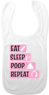 Bellatio Decorations Baby slabbetje - roze - eat, sleep, poop, repeat - kraam cadeau - slab/morsdoek