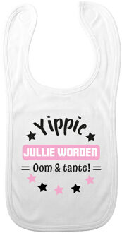 Bellatio Decorations Baby slabbetje - roze - oom en tante - kraam cadeau - slab/morsdoek - zwangerschap