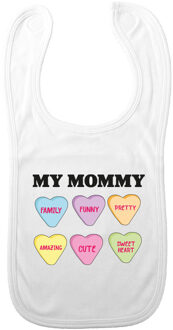 Bellatio Decorations Baby slabbetje - wit - mama - kraam cadeau - slab/morsdoek - hartjes - Moederdag