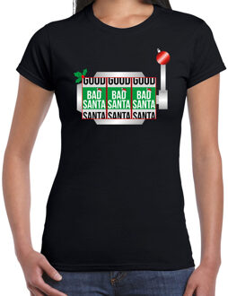 Bellatio Decorations Bad / good Santa fout Kerst t-shirt zwart voor dames