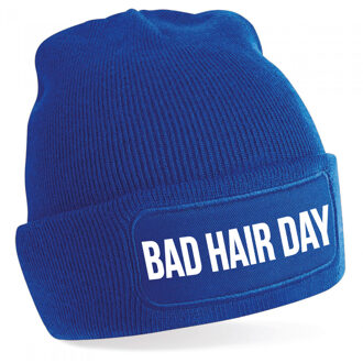 Bellatio Decorations Bad hair day muts unisex one size - Blauw One size