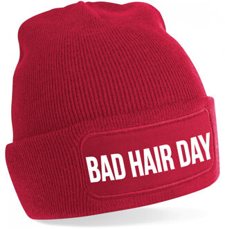 Bellatio Decorations Bad hair day muts unisex one size - Rood One size