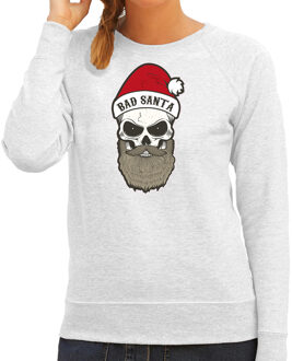 Bellatio Decorations Bad Santa foute Kerstsweater / outfit grijs voor dames