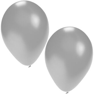 Bellatio Decorations ballonnen - 15x stuks - zilver - 27 cm - verjaardag - feestartikelen