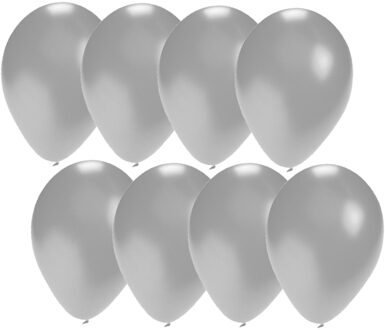 Bellatio Decorations ballonnen - 30x stuks - zilver - 27 cm - verjaardag - feestartikelen
