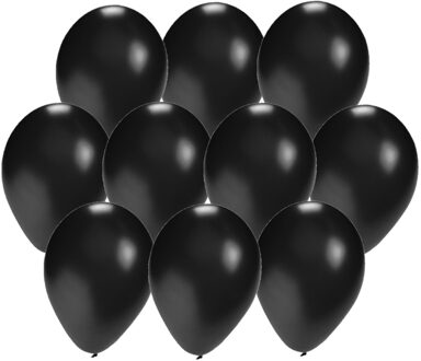 Bellatio Decorations ballonnen - 60x stuks - zwart - 27 cm - verjaardag - feestartikelen