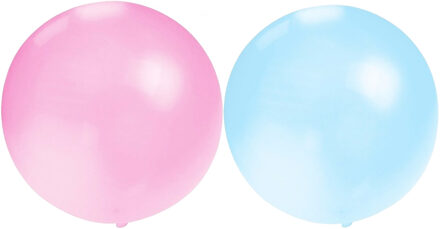 Bellatio Decorations Ballonnen - groot formaat - 10x stuks - blauw en roze - Diameter 60 cm