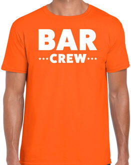 Bellatio Decorations Bar crew / personeel tekst t-shirt oranje heren 2XL