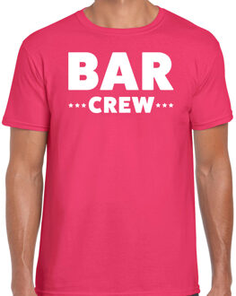 Bellatio Decorations Bar crew / personeel tekst t-shirt roze heren 2XL