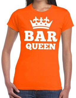 Bellatio Decorations Bar Queen kroontje shirt oranje dames XS - Feestshirts