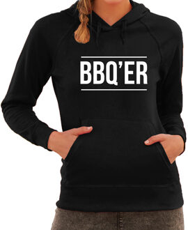 Bellatio Decorations Barbecue cadeau hoodie BBQ-ER zwart voor dames - bbq hooded sweater L