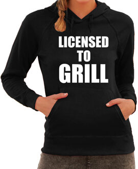 Bellatio Decorations Barbecue cadeau hoodie Licensed to grill zwart voor dames - bbq hooded sweater 2XL