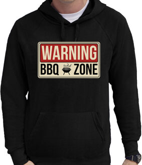 Bellatio Decorations Barbecue cadeau hoodie warning bbq zone zwart voor heren - bbq hooded sweater 2XL