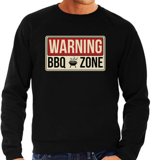 Bellatio Decorations Barbecue cadeau sweater warning bbq zone zwart voor heren - bbq truien 2XL