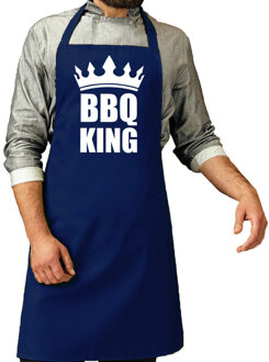 Bellatio Decorations Barbecueschort - BBQ King - blauw - voor heren - Barbecue keuken schort - Cadeau - Vaderdag
